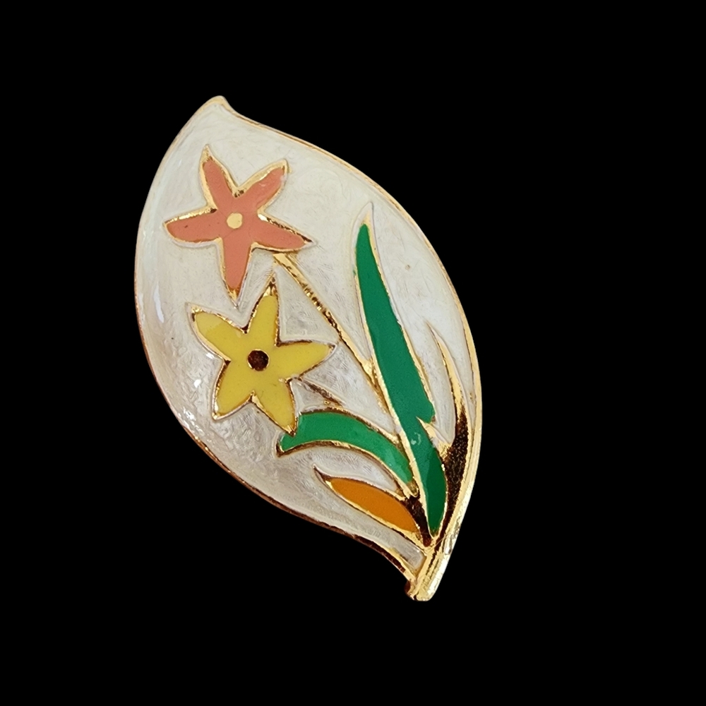 Park Lane vintage brooch pin pendant enamel flower brooch gold  A0252